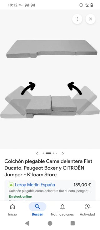 Colchón plegable Cama Fiat Ducato