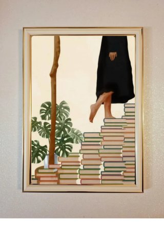 Quadro decorativo con libri e pianta