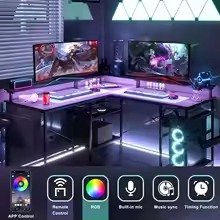 Escritorio Gamer L con RGB, USB y Repisas