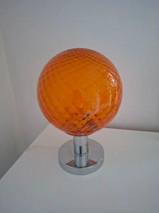 Lampada vintage arancione in vetro e metallo