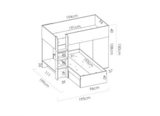 Habitación Cama tren con escalera y armario