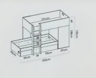Habitación Cama tren con escalera y armario
