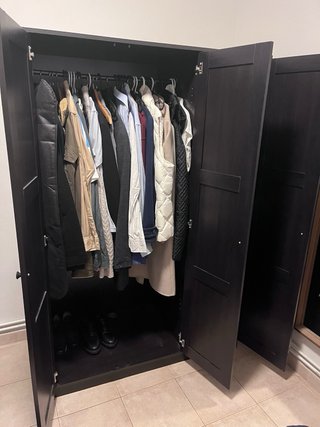 2 Armarios 3 Puertas Negro-Marrón 117x176cm