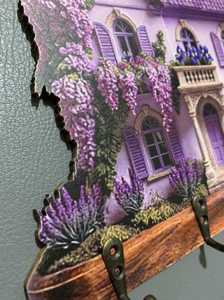 Portachiavi da parete casa viola con 4 ganci
