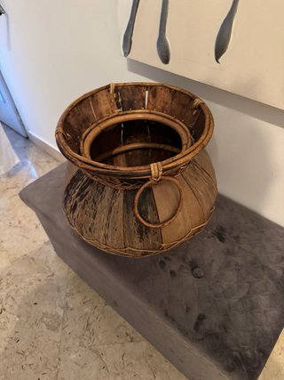 Vaso decorativo in legno e bambù