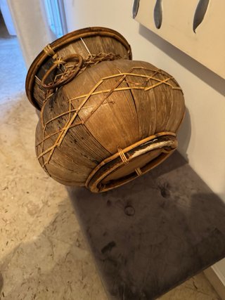 Vaso decorativo in legno e bambù