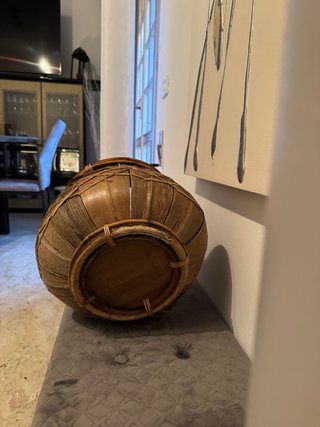 Vaso decorativo in legno e bambù