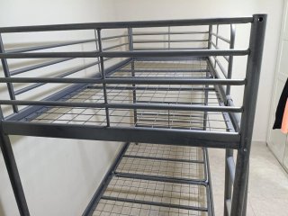 Litera metálica gris + 2 colchones de 90cmx 200cm
