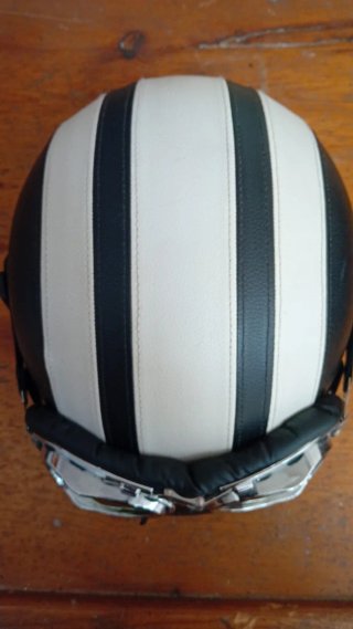 Casco Vintage de cuero, Rayas Blanco y Negro