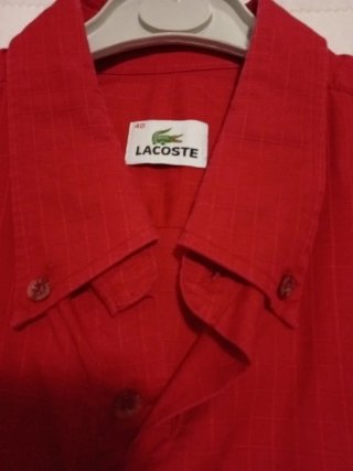 Camisa Lacoste Roja Manga Corta Talla XL