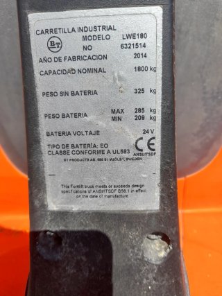 Transpaleta Eléctrica BT LWE 180