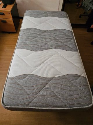 COLCHON 90CM PREMIUM EXTRENAR, BASE TAPIZADA,PATAS