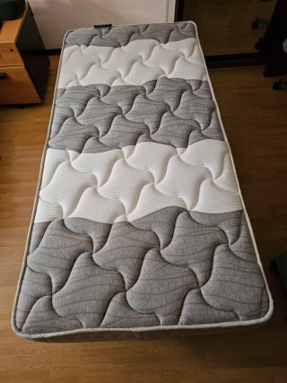 COLCHON 90CM PREMIUM EXTRENAR, BASE TAPIZADA,PATAS