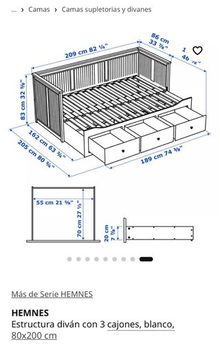 Cama diván blanca con cajones