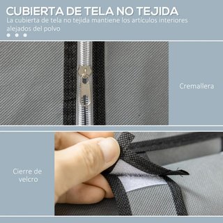 Armario de Tela Plegable 6 Estantes Barra Gris