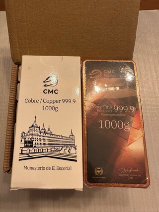 5 Lingotes Cobre CMC 999.9 1000g Monasterio