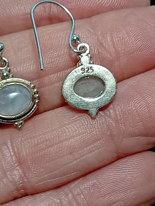 Pendientes Plata Ley Luna Piedra Ovalada
