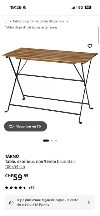 Mesa Plegable Jardín Madera y Metal