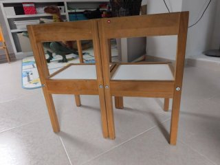 Mesa y 2 Sillas Infantiles Madera Blanca