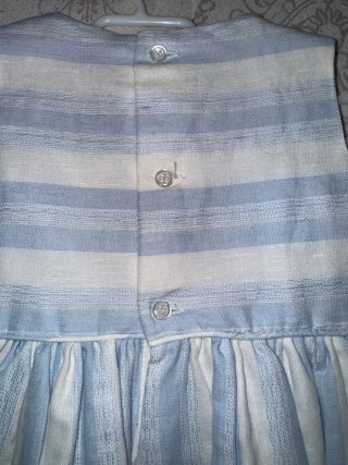 Vestido niña azul y blanco talla 18 meses .