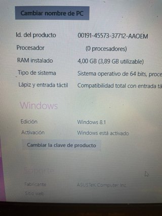 Ordenador Asus 4GB RAM 256GB memoria