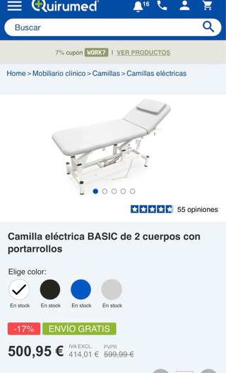 Camilla eléctrica BASIC de 2 cuerpos