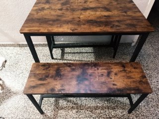 Conjunto Mesa Comedor Madera y Metal
