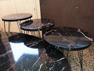 Set 4 Mesas Nido Mármol Negro