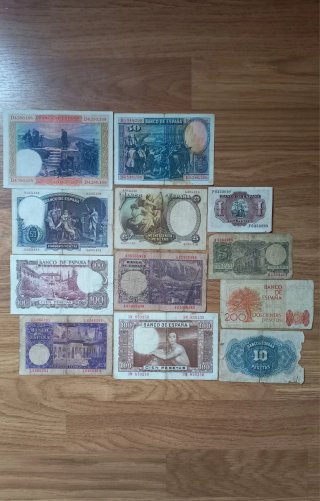 12 Banconote Peseta Spagnole Antiche Vintage