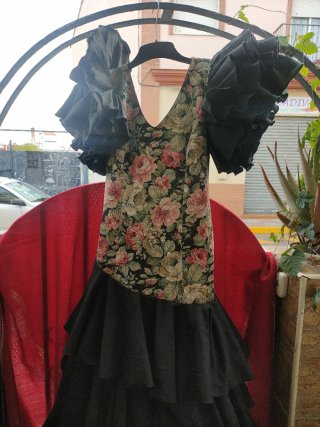 Traje de flamenca Negro Flores