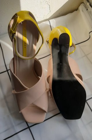 Zapatos Zara Tacon Amarillo y Rosa