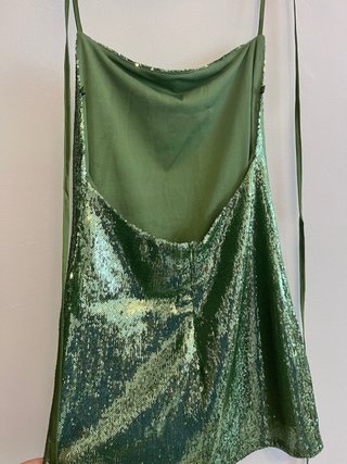 Vestido P&B corto de lentejuelas verde lima