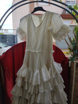 Traje de flamenca Flamenca Blanco con Volantes
