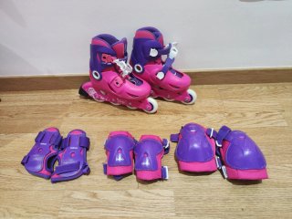 Patines y protecciones niña rosa T28-30