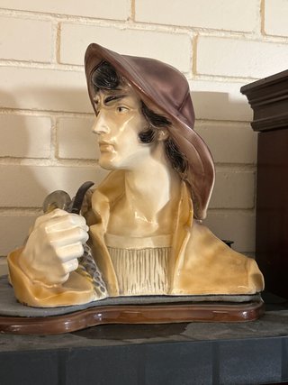 Busto de Pescador Cerámica Beige y Marrón