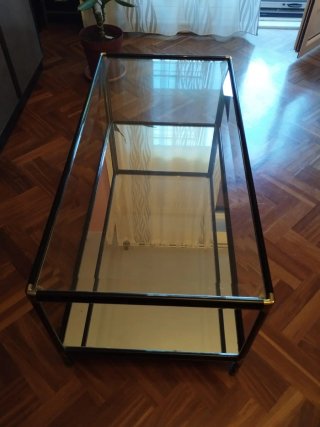 Mesa de centro cristal y metal