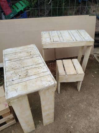Mesa y 2 Sillas Jardín Madera