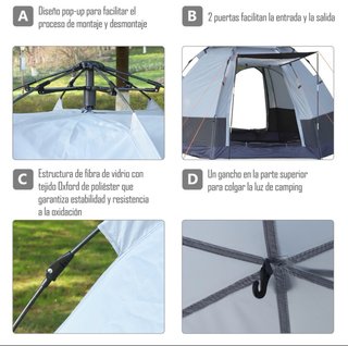 Tienda de campaña gris y negra