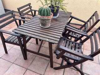 Mesa y 6 Sillas Terraza Madera