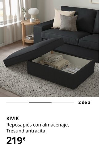 Sofá y puff KIVIK 3 plazas gris Ikea