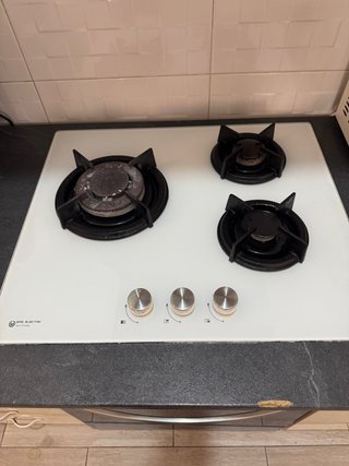 Cocina de gas 3 fuegos blanca