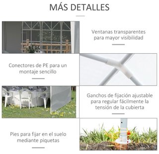 Carpa de jardín gris y blanca