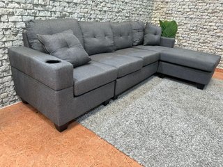 Sofá chaise longue gris reversible