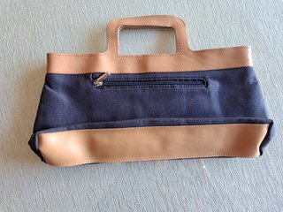 Bolso denim azul asa camel casual vintage