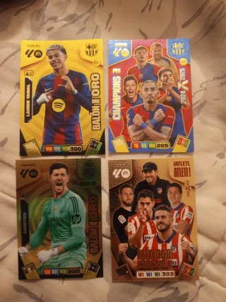 Lote 4 Cartas Panini Fútbol Champions Balón Oro