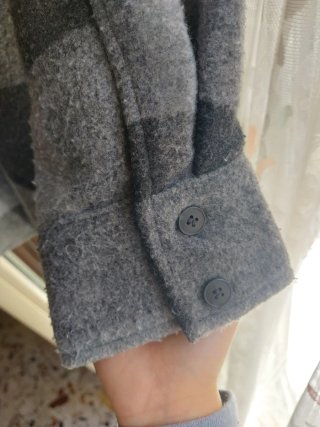 Cappotto lana quadri nero/grigio con tasche