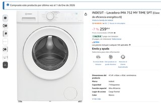 Lavadora Indesit IMA 752 MY TIME SPT 7 kg