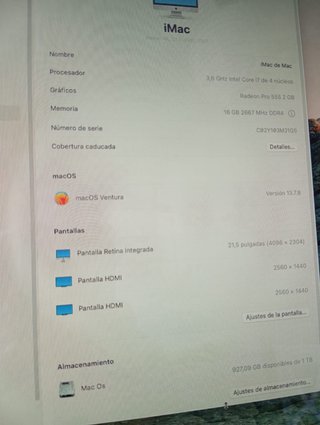 Imac 21,5” Retina 4K 2017 i7 16Gb ram