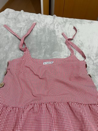 Vestido tirantes cuadros rojos y blancos