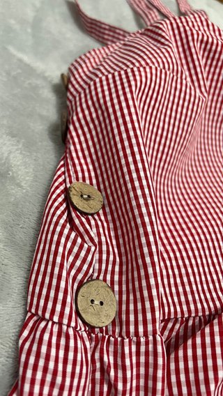 Vestido tirantes cuadros rojos y blancos